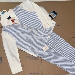 Nautica Boys Blue and White Seersucker 4-Piece Dress Set